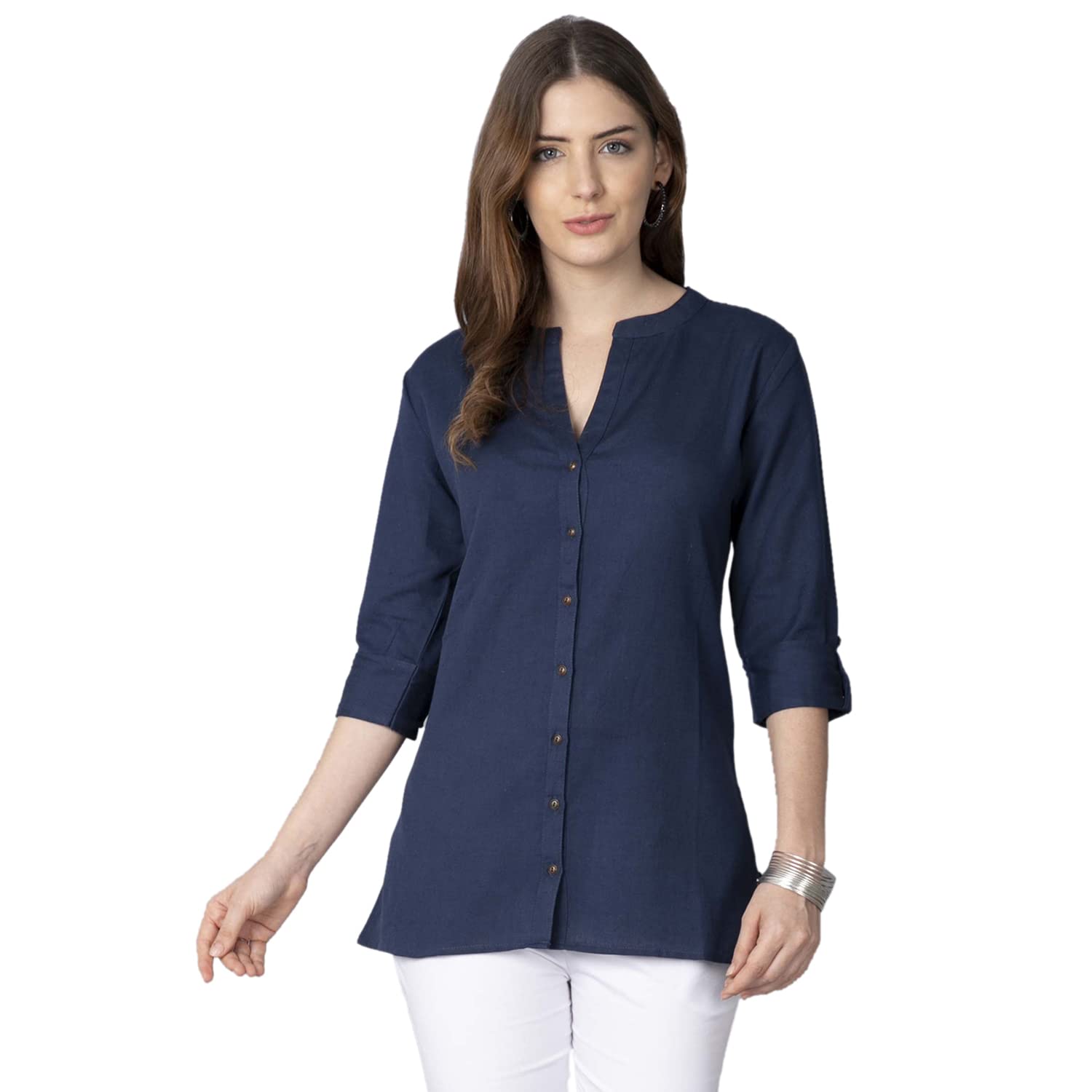 Pistaa's Navy Blue Cotton Kurti for Women