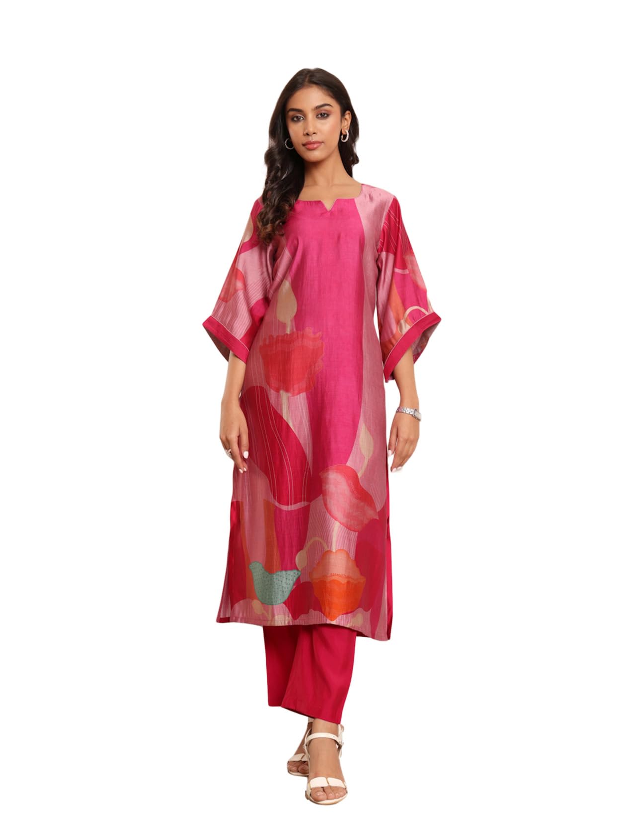 Varanga Women's Chanderi Kurta - Fuchsia Pink