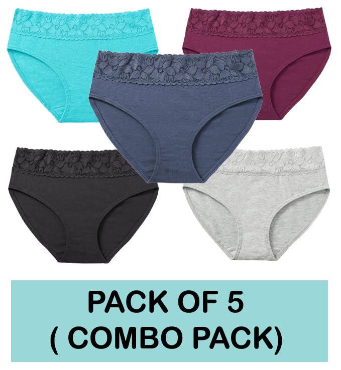 NICSY Women's Cotton Lace Bikini Panties Multicolor - Image 2