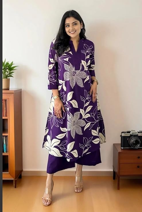 MEERA FAB Cotton Printed Kurta Set for Women - Image 3