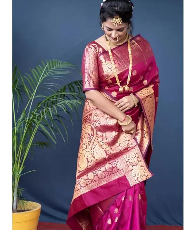 C J Enterprise Banarasi Kanjivaram Silk Saree for Women - Image 4