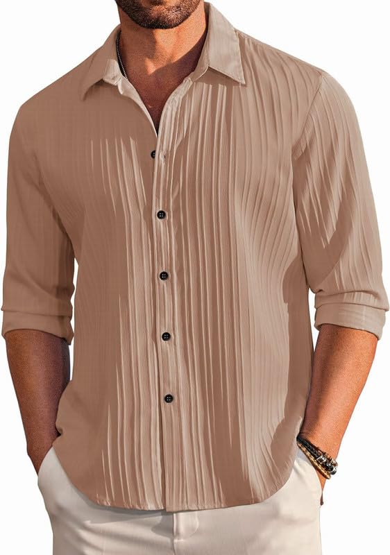 DEELMO Men Linen Shirt