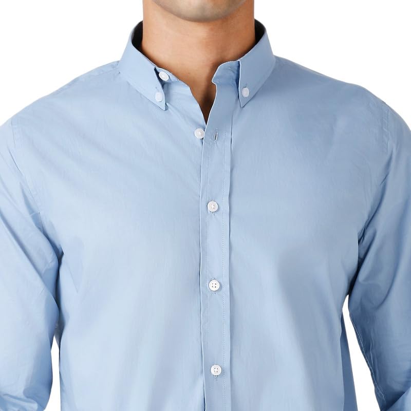 MARK & ALBERT Men's Solid Slim Fit Cotton Shirt - Image 3