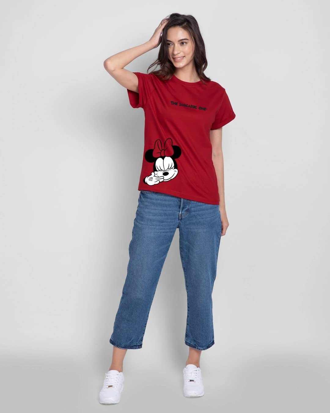 Bewakoof Minnie Women Graphic Printed Boyfriend Fit T-Shirt - Image 3