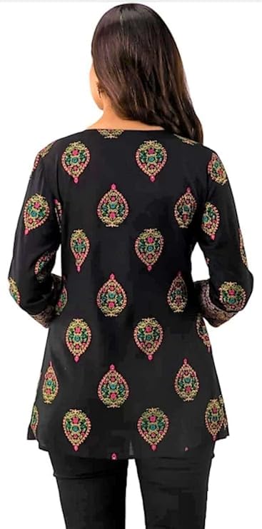 Black Embroidered Tunic Top for Women - Image 3