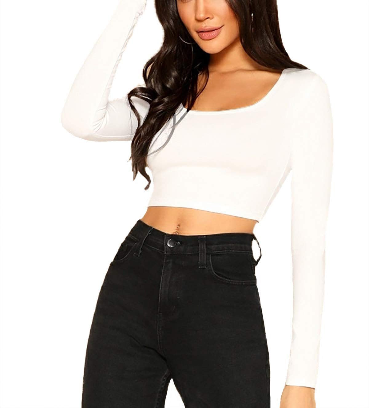 GarbGlide Women White Scoop Neck Top