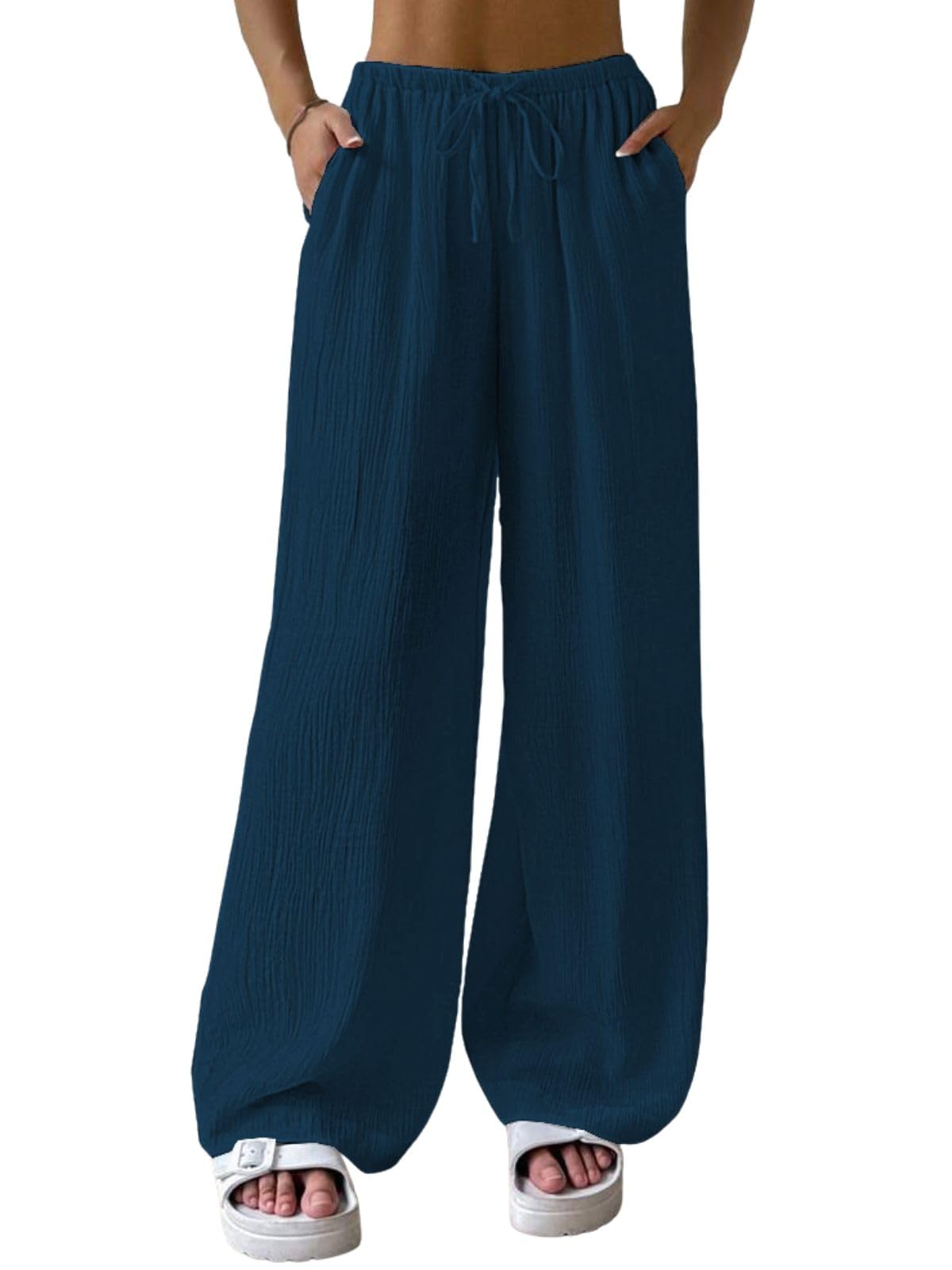 GRECIILOOKS Women's High-Waist Trouser - Dark Blue