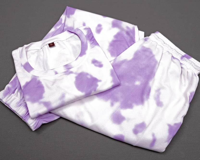 ELLITI Women Tie-Dye Printed Crop T-Shirt Night Suit - Image 5