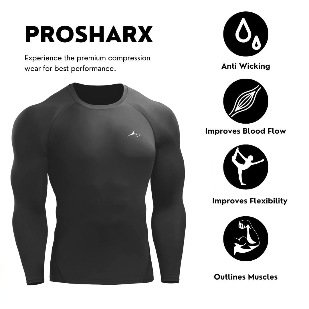 PROSHARX Grey Compression T-Shirt for Men - Image 3
