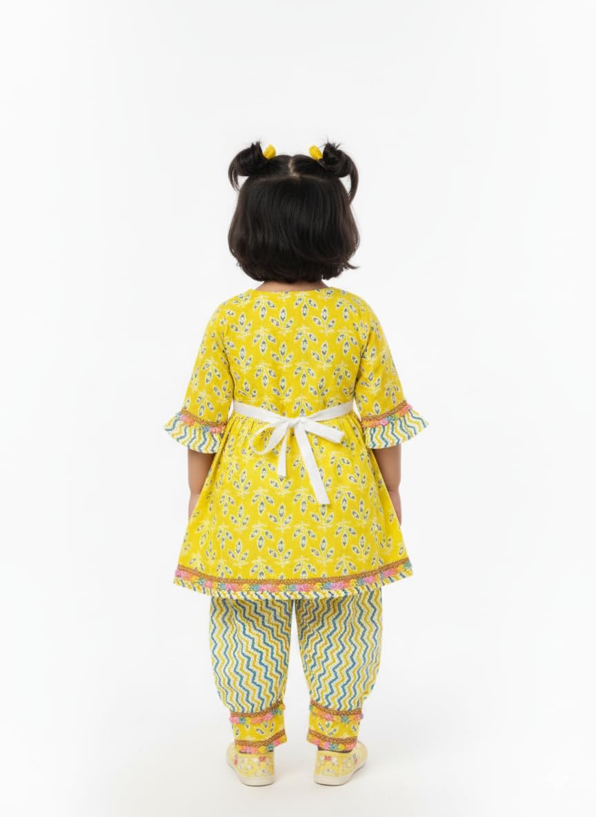 OLIGNE Kids Ethnic Frock & Pyjama Set - Leaf - Image 2