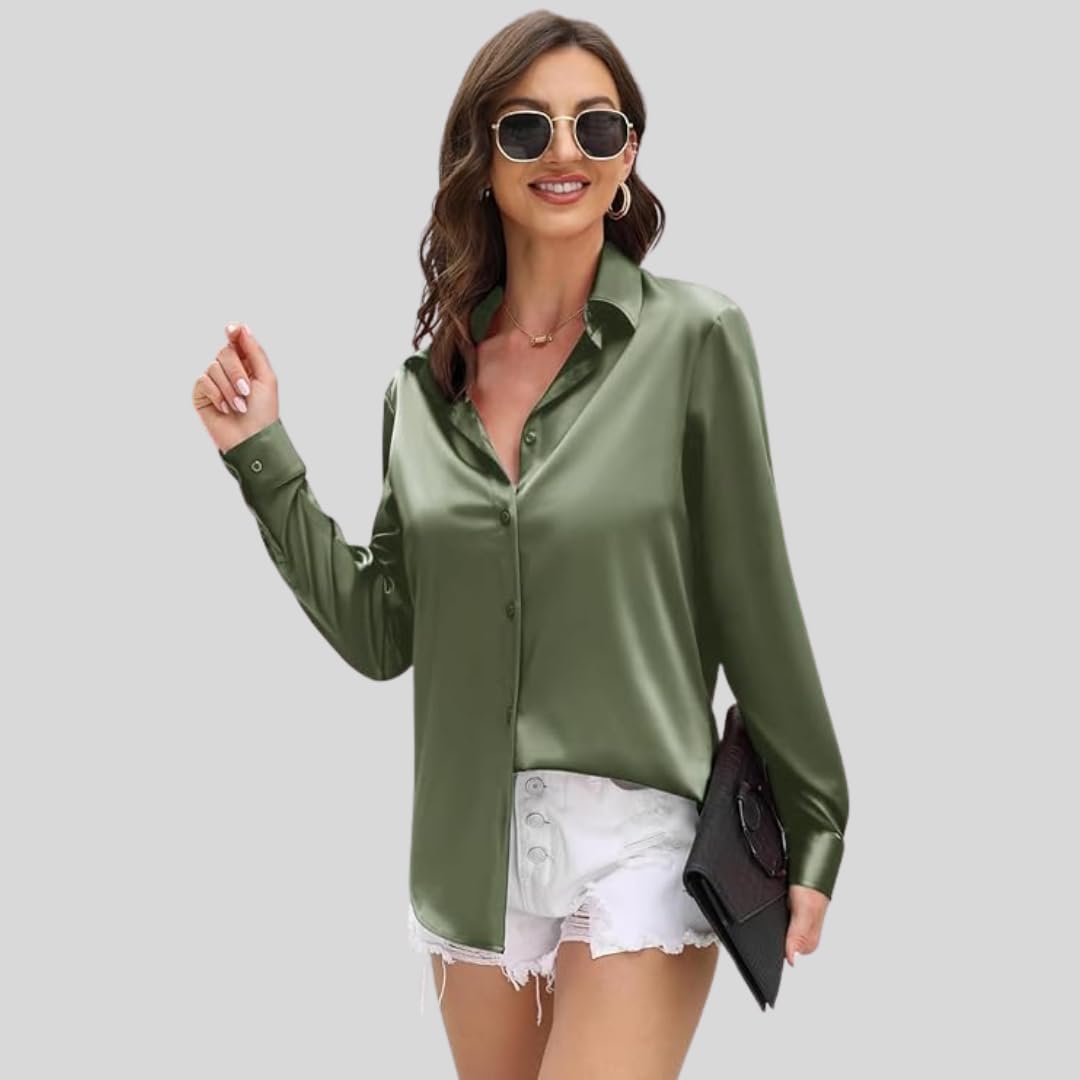 IndoPrimo Women's Satin Shirt Full Sleeve - Image 5