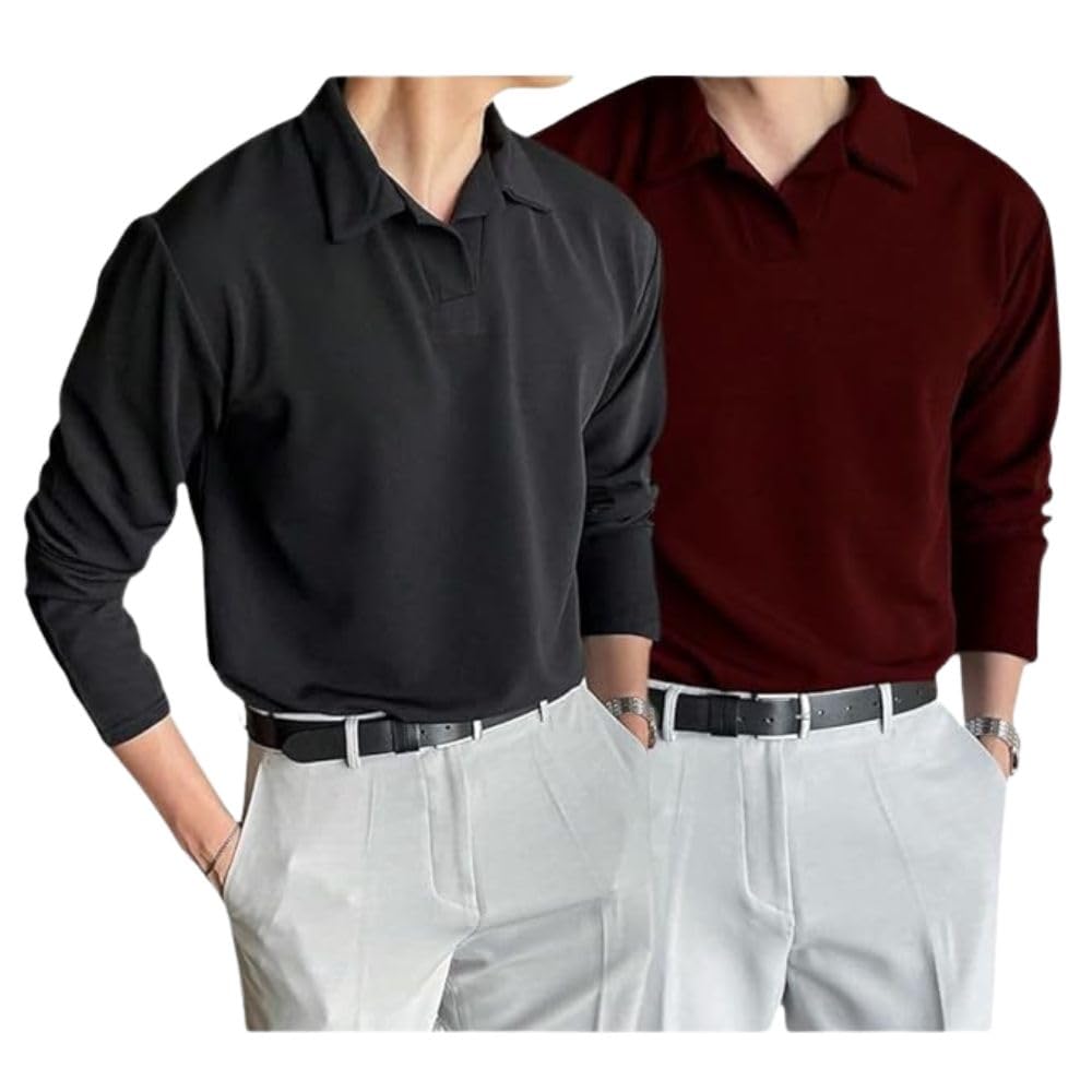 LERIYA FASHION Men's Black Polo T-Shirt