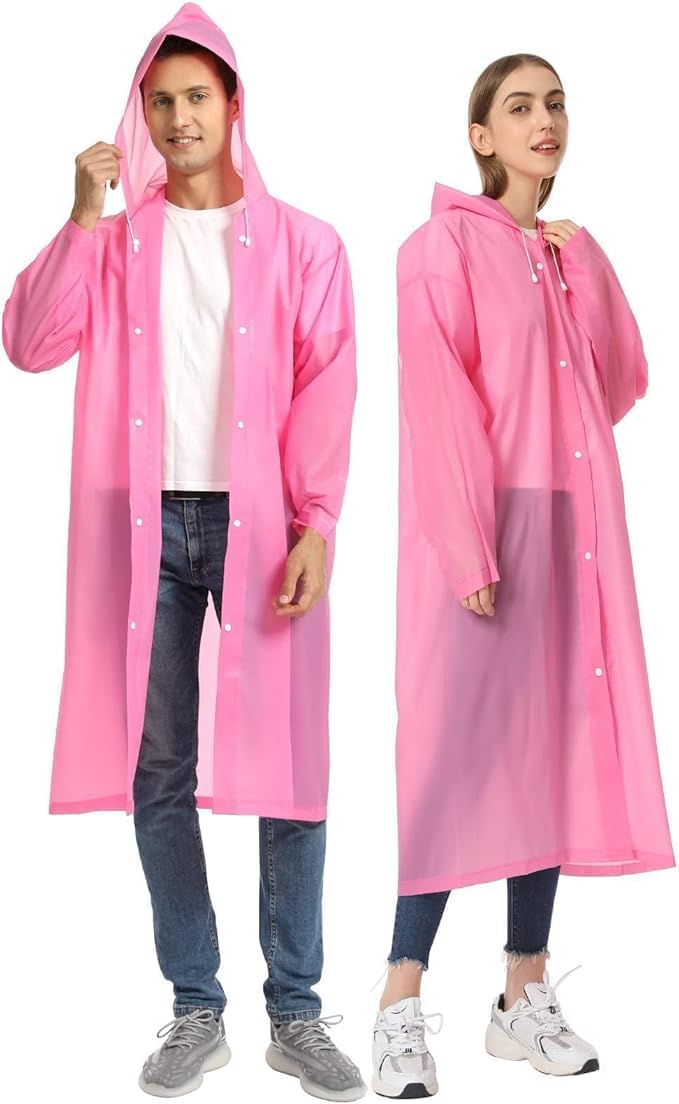 homepixi Pink Reusable Raincoat Poncho for Men & Women