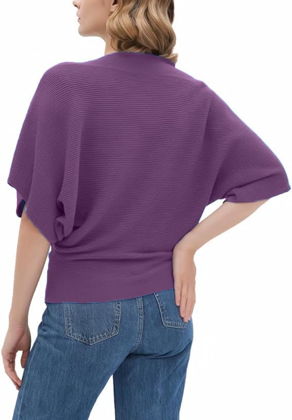 Zilcon Women's Ribbed Batwing Sleeve Top - Autumn Purple - Image 2