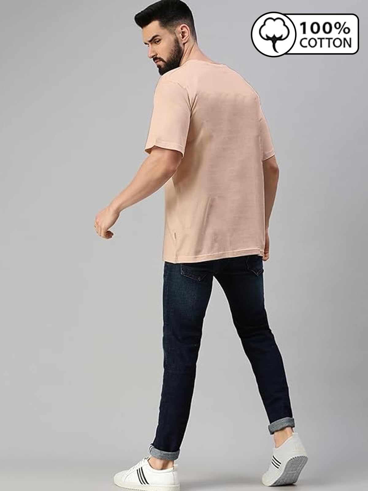 Veirdo Men's Oversized Cotton T-Shirt - Swan White - Image 3