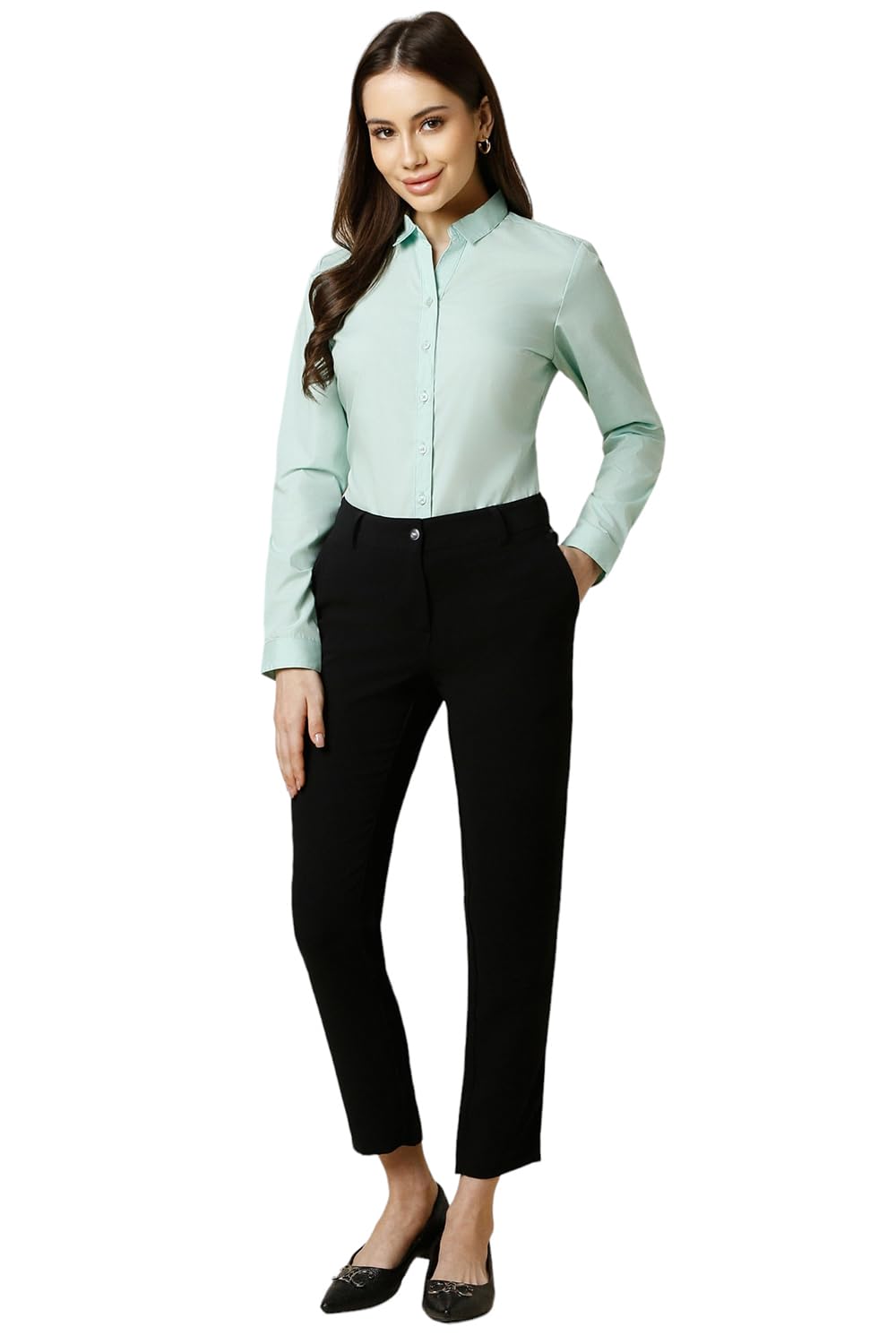 Allen Solly Women Cotton Blend Shirt - Light Green - Image 5