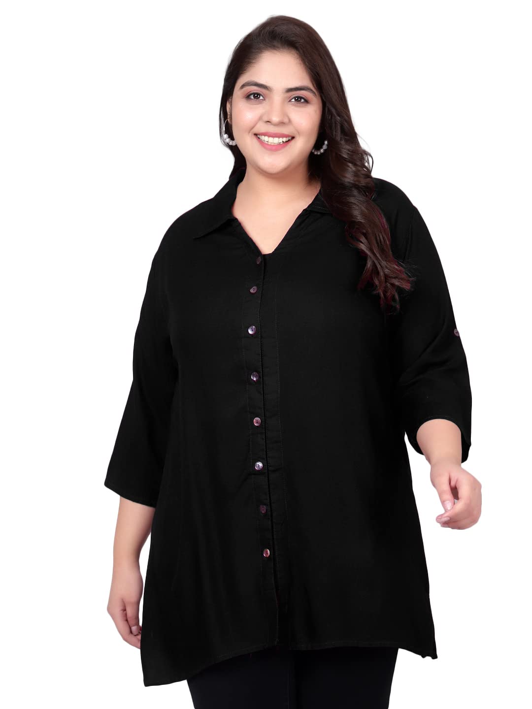 Indietoga Women's Rayon Longline Shirt - Black