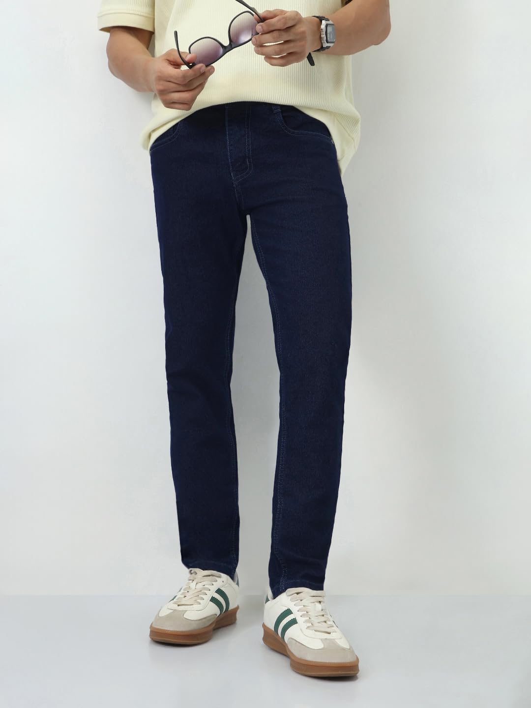 Urbano Fashion Men's Dark Blue Slim Fit Denim Jeans - Image 2