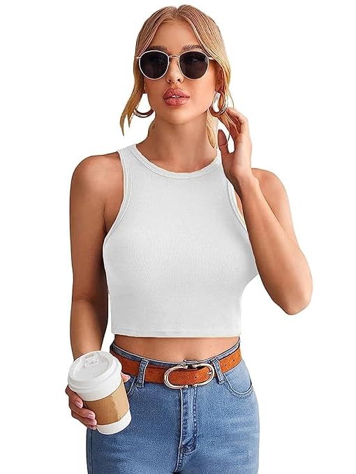 SriSaras Women's Black & White Cotton Tank Tops - Image 3