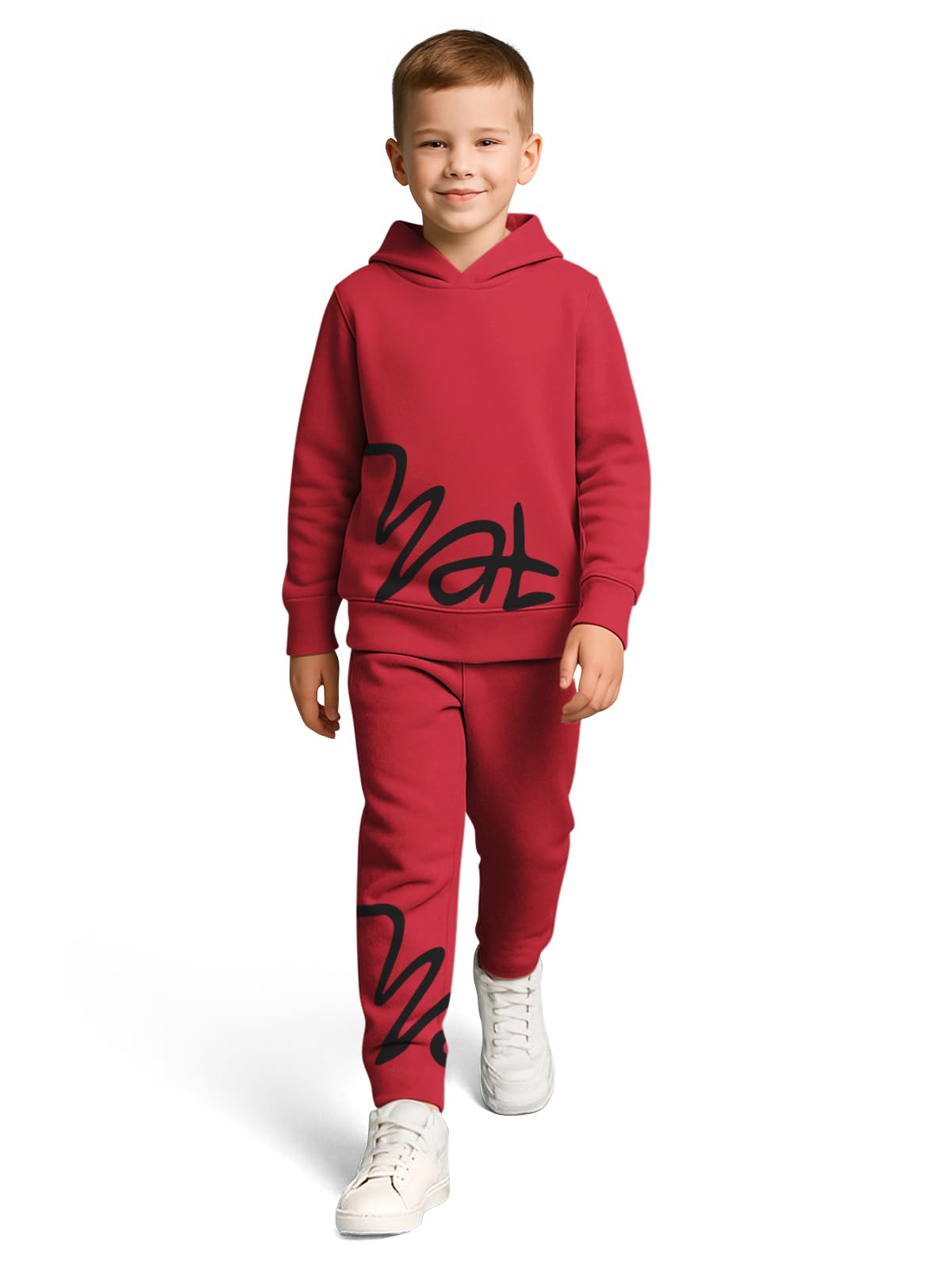 HELLCAT Boys Hoodie Sweatshirt and Trackpant Set - Maroon