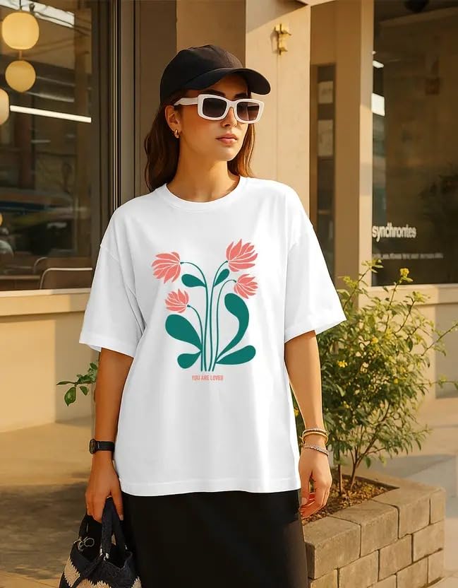 JUNEBERRY Cotton Graphic Printed T-Shirt for Women - Image 2