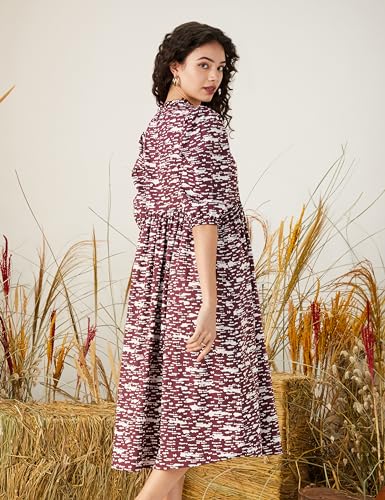 Symbol Women Rayon Fit and Flare Dress - Plum - Image 2