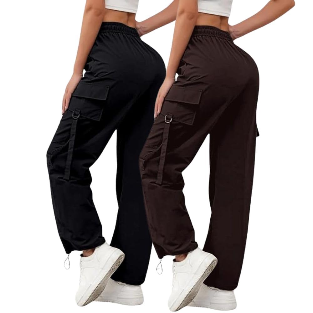 Leriya Fashion High Waist Cargo Trousers for Women