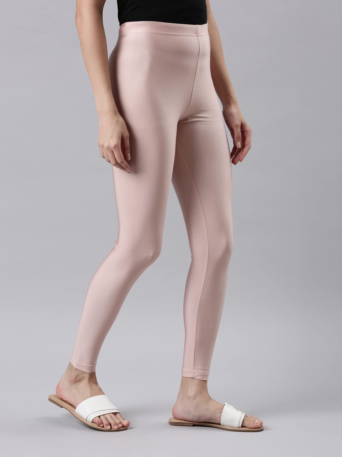 GO COLORS Shimmer Leggings for Women - Rose Gold - Image 3