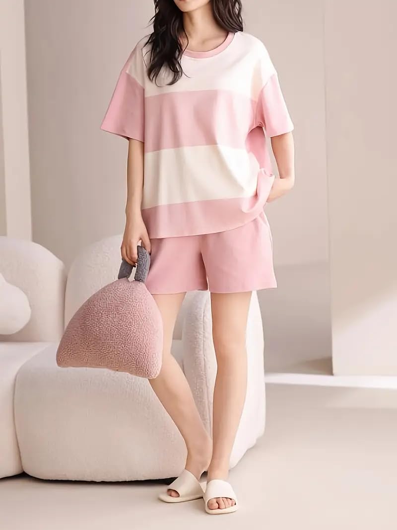 Louis Luxe Pink Geometric Pajama Set for Women - Image 5