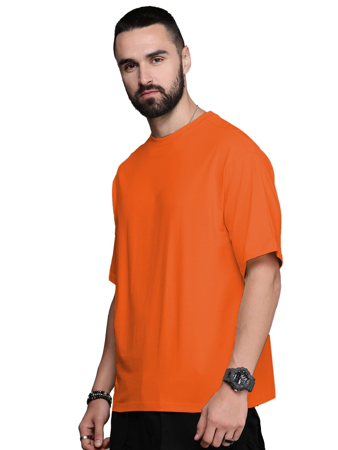 LEOTUDE Men's Oversized Orange T-Shirt - Image 2