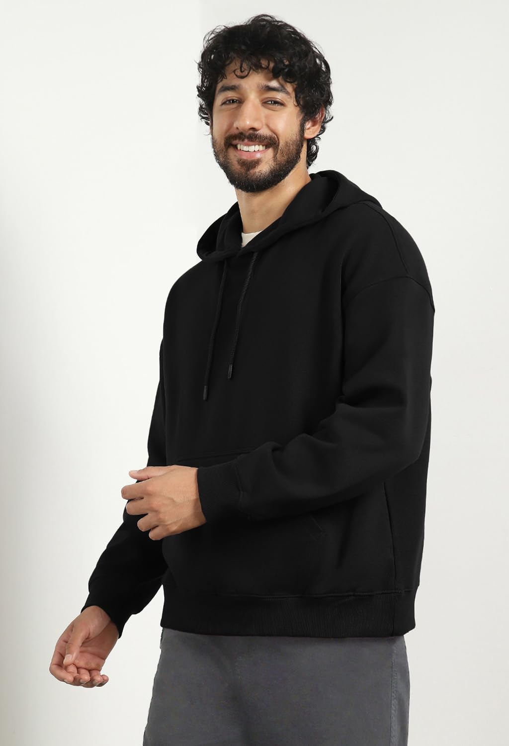 NOBERO Oversized Hoodie for Men - Black - Image 5