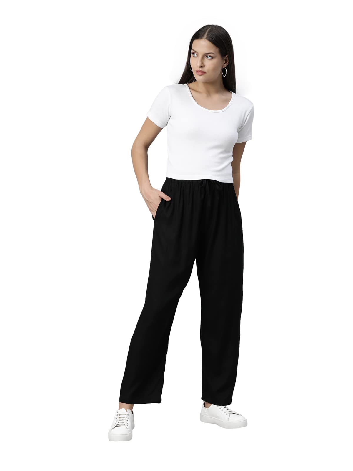 TWIN BIRDS Women's High Rise Kurti Pant - Black - Image 5