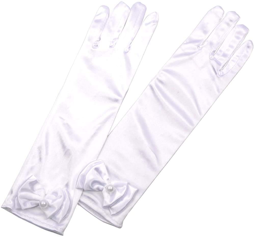 FancyDressWale Girls Satin Gloves - White - Image 4