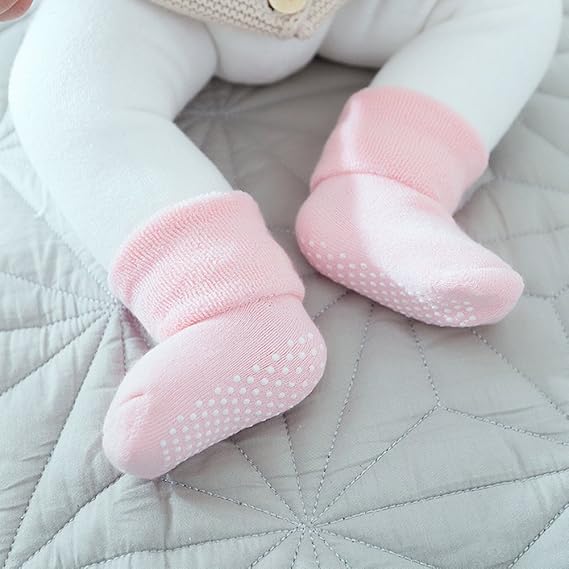 WKLOUYHE Baby Socks with Grips - Pink Blue Grey Green - Image 3