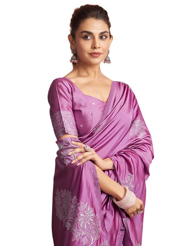 SIRIL Women's Kanjivaram Soft Silk Saree - Pink