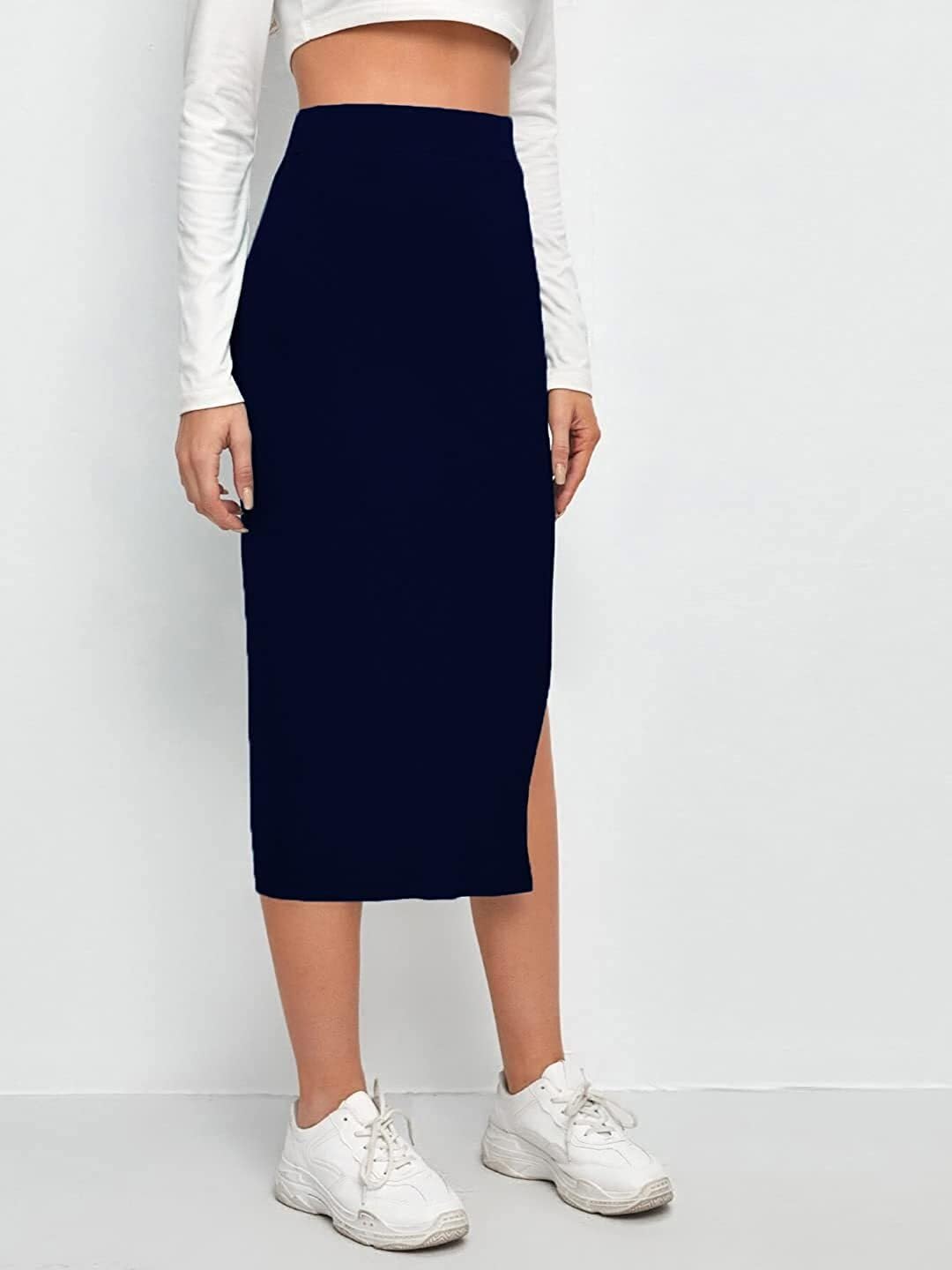 ALYNE Women's Elastic Waist Pencil Midi Skirt - Image 3
