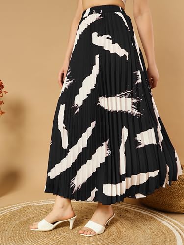 KZULLY Women's Polyester Western Maxi Skirt - Black - Image 3