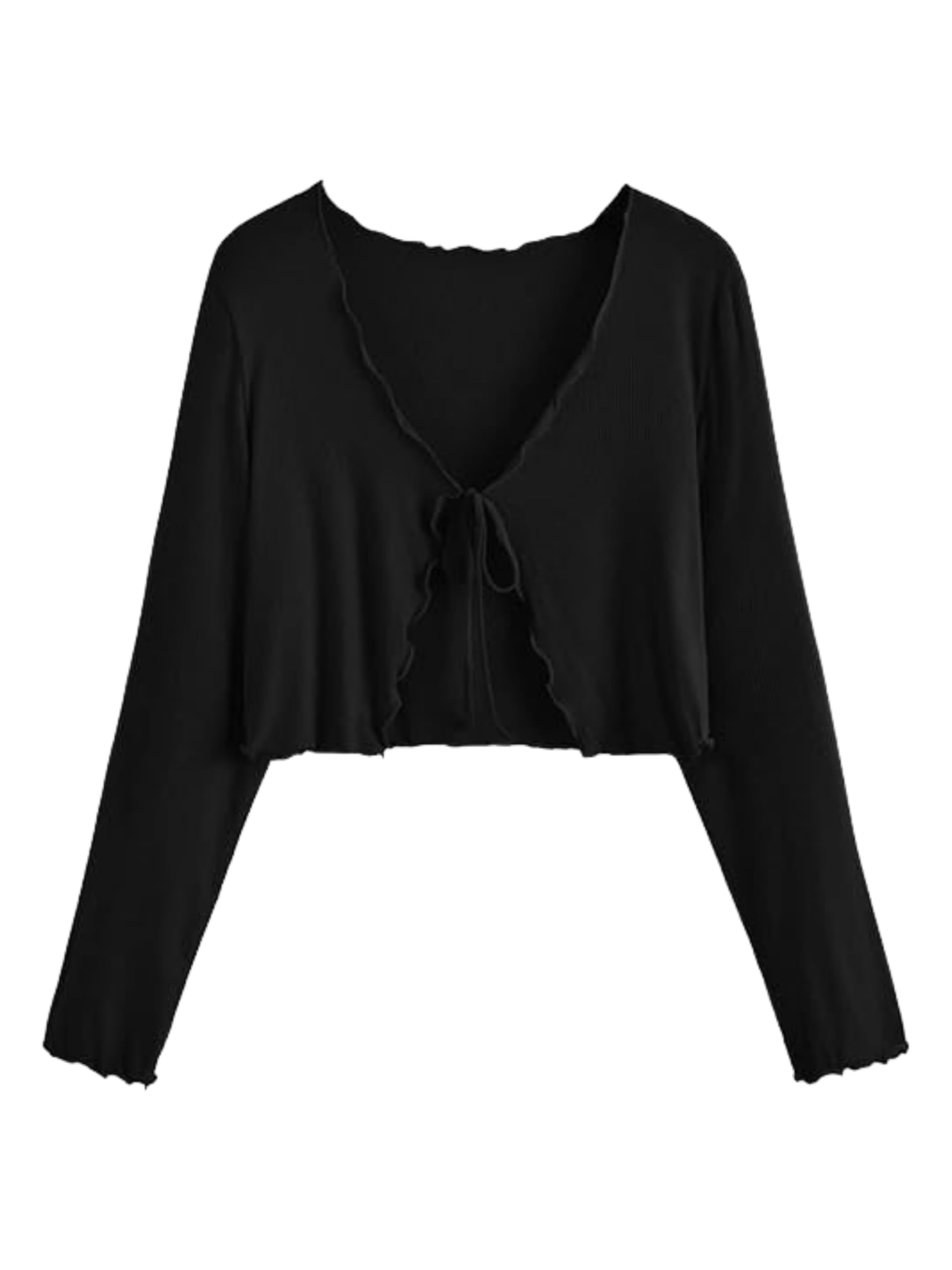 GarbGlide Women's Cropped Tie-Front Shrug Cardigan
