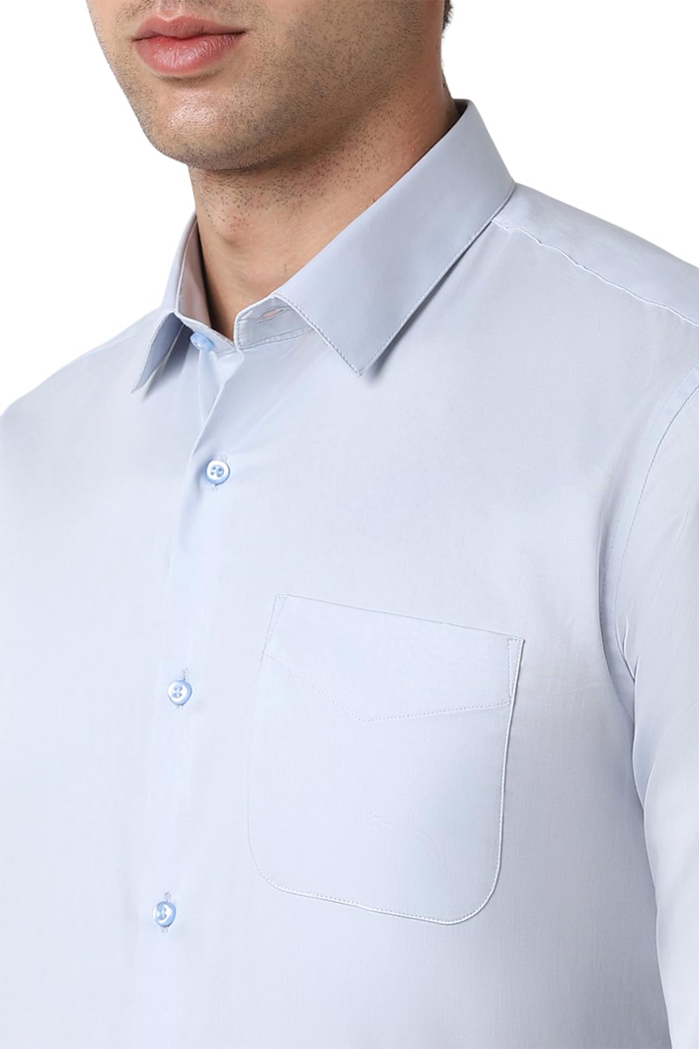 Peter England Men Satin Shirt - Blue - Image 5
