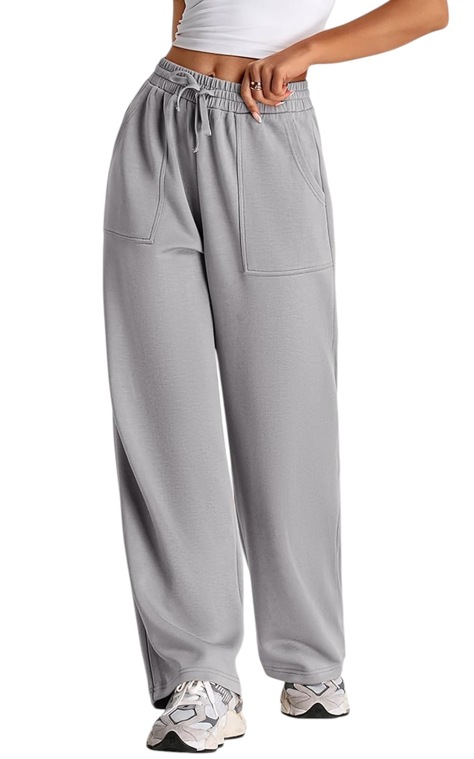 Q-RIOUS Women's Grey High Waisted Sweatpants