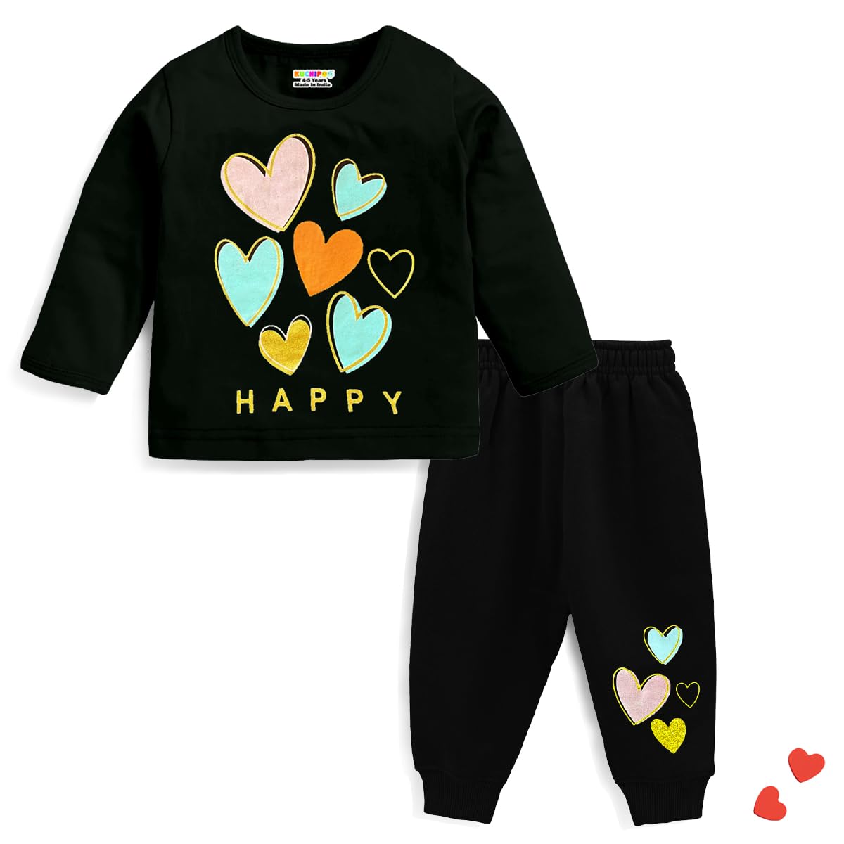 Kuchipoo Baby Girl Cotton Printed T-Shirts and Pyjamas Set - Multi-Color - Image 4