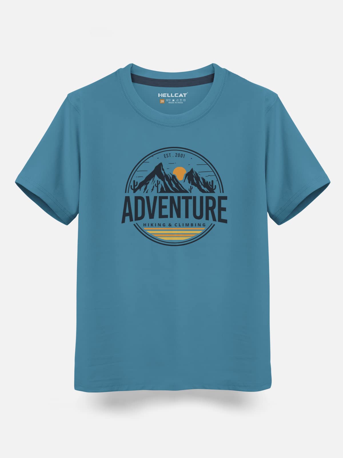 HELLCAT Boys Turquoise Blue Typographic T-Shirt - Image 2