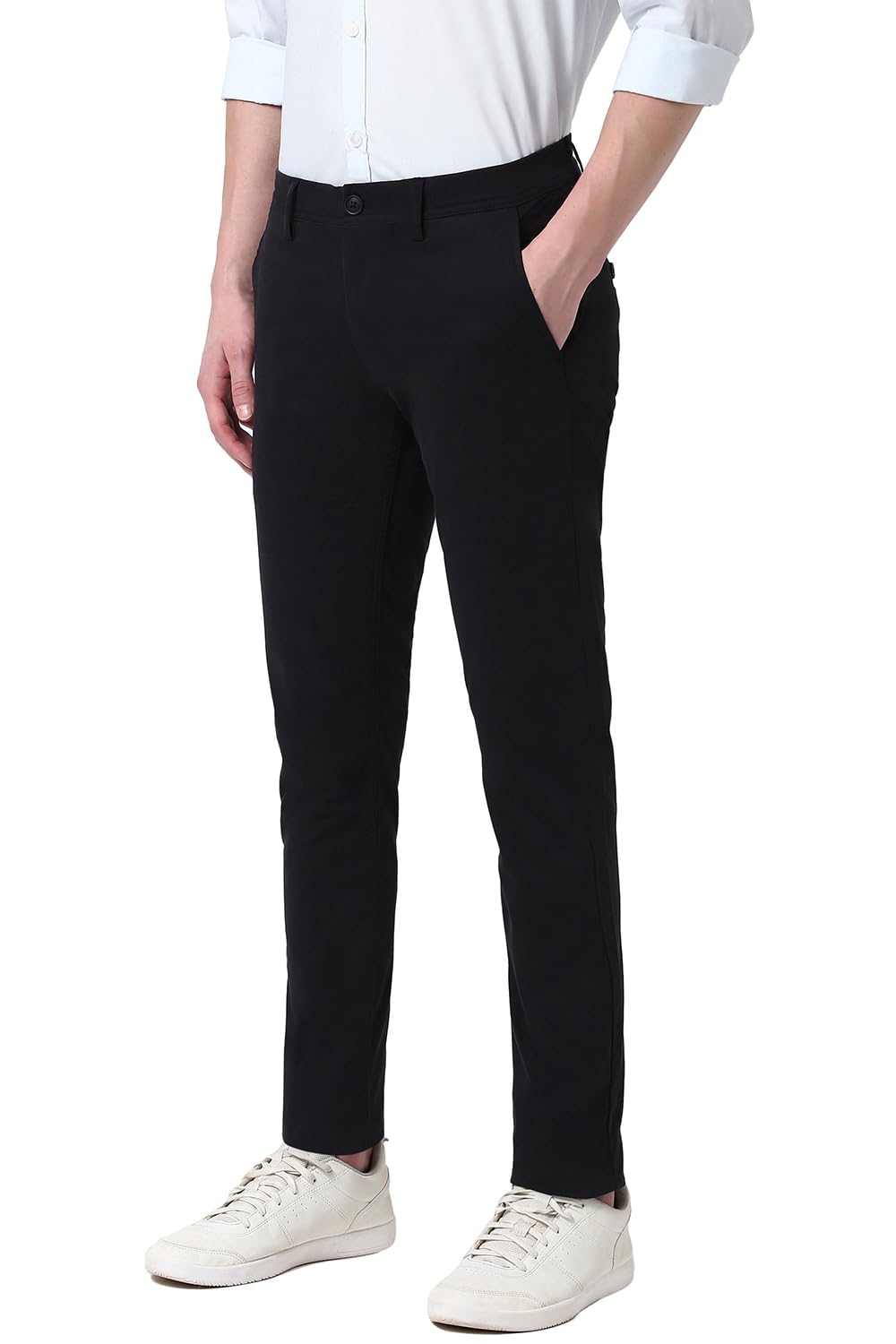 Peter England Men's Skinny Casual Pants - Black - Image 2
