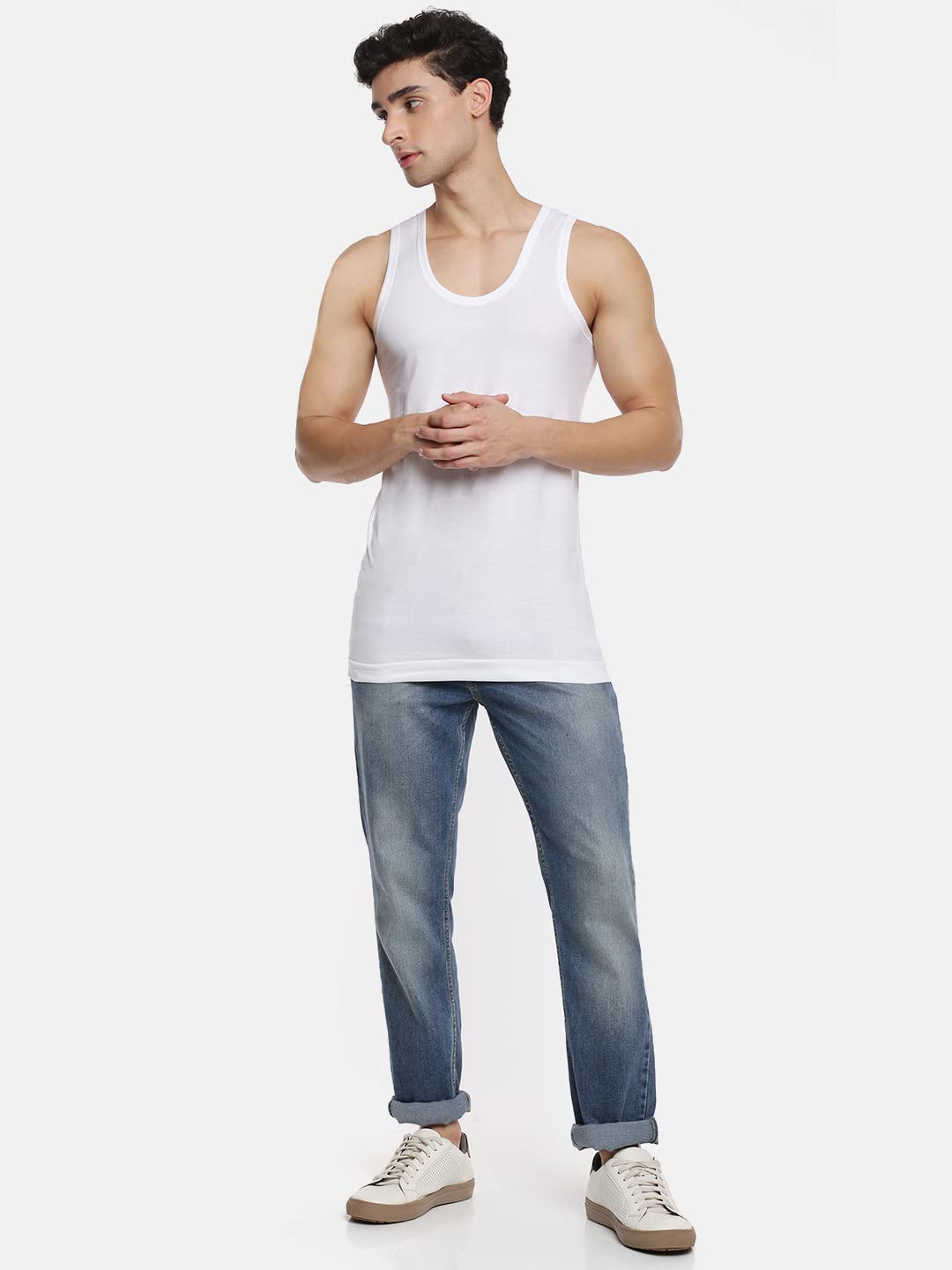 RAMRAJ Men White Cotton Undershirt Vest - Image 5