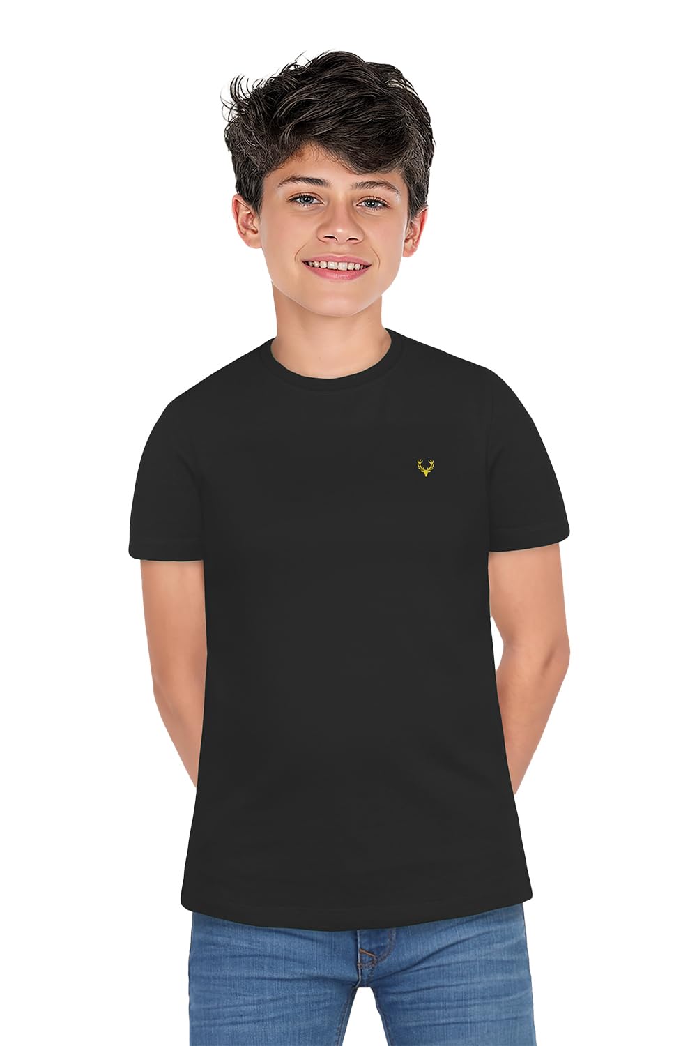GarbGlide Boys Black Crew Neck T-Shirt