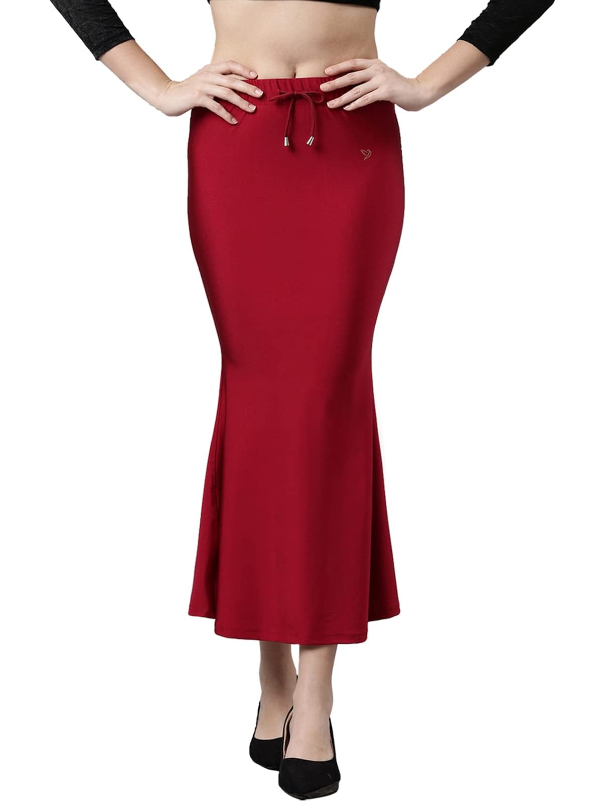 TWIN BIRDS Red Velvet Saree Shapewear for Women