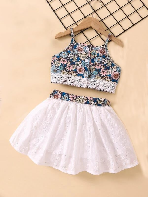 Floral Fit & Flare Dress for Girls - Blue - Image 5