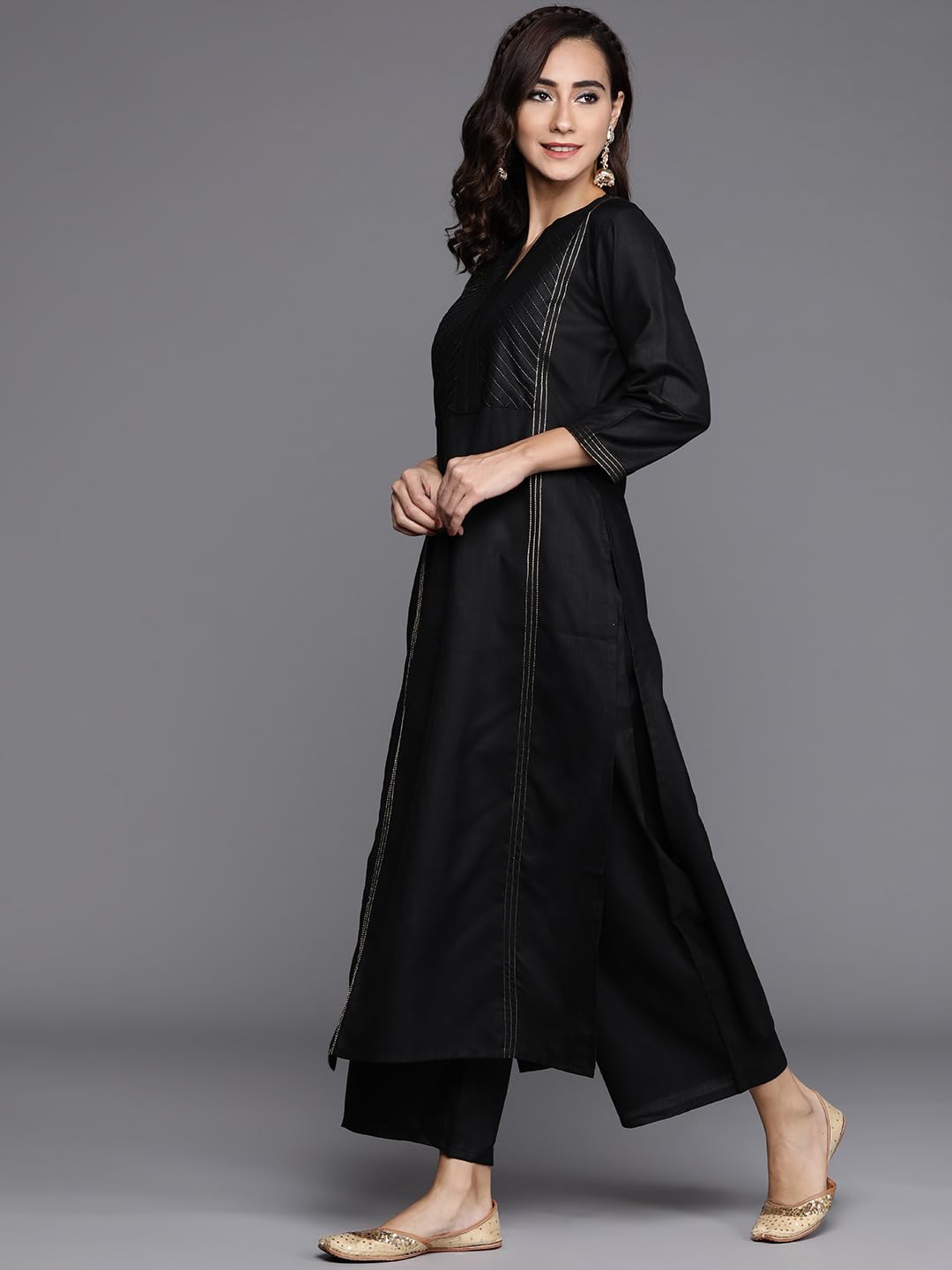 Libas Women's Cotton Kurta Sets - Black - Image 3