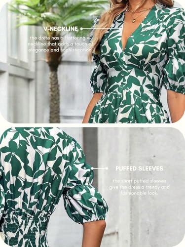 GRECIILOOKS Green Floral Rayon Midi Dress for Women - Image 4