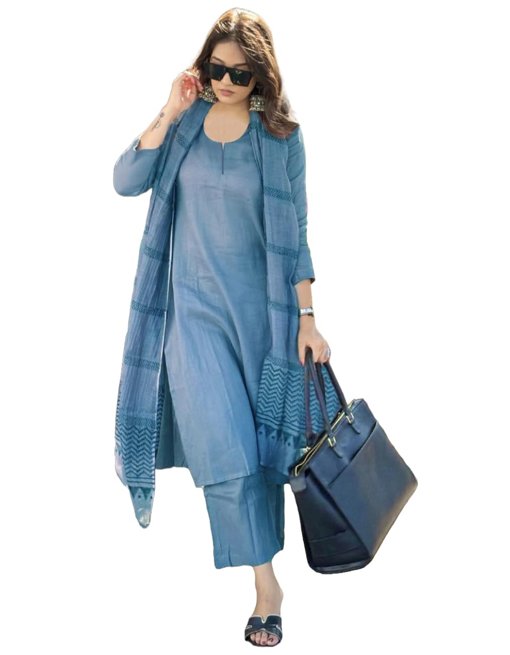 ANNI DESIGNER Light Blue Rayon Kurta Set for Women